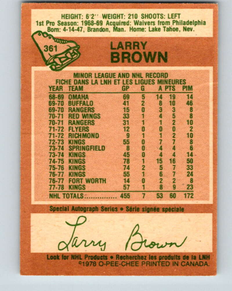 1978-79 O-Pee-Chee #361 Larry Brown Los Angeles Kings V25920