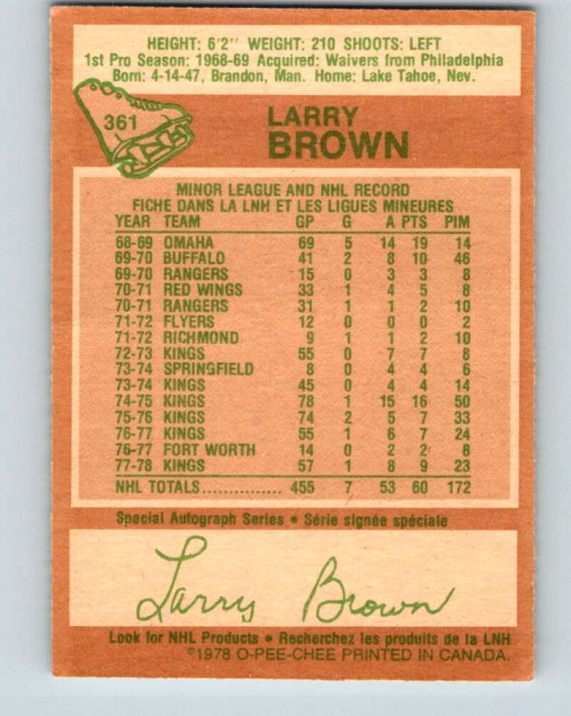 1978-79 O-Pee-Chee #361 Larry Brown Los Angeles Kings V26023