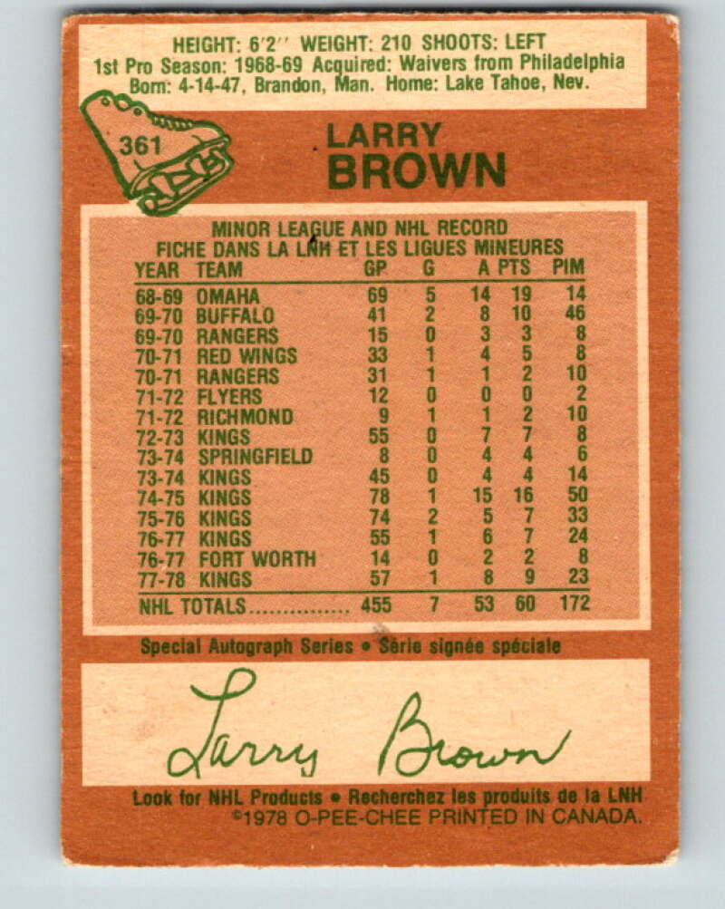 1978-79 O-Pee-Chee #361 Larry Brown Los Angeles Kings V26024