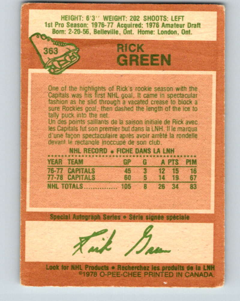 1978-79 O-Pee-Chee #363 Rick Green Washington Capitals V26049
