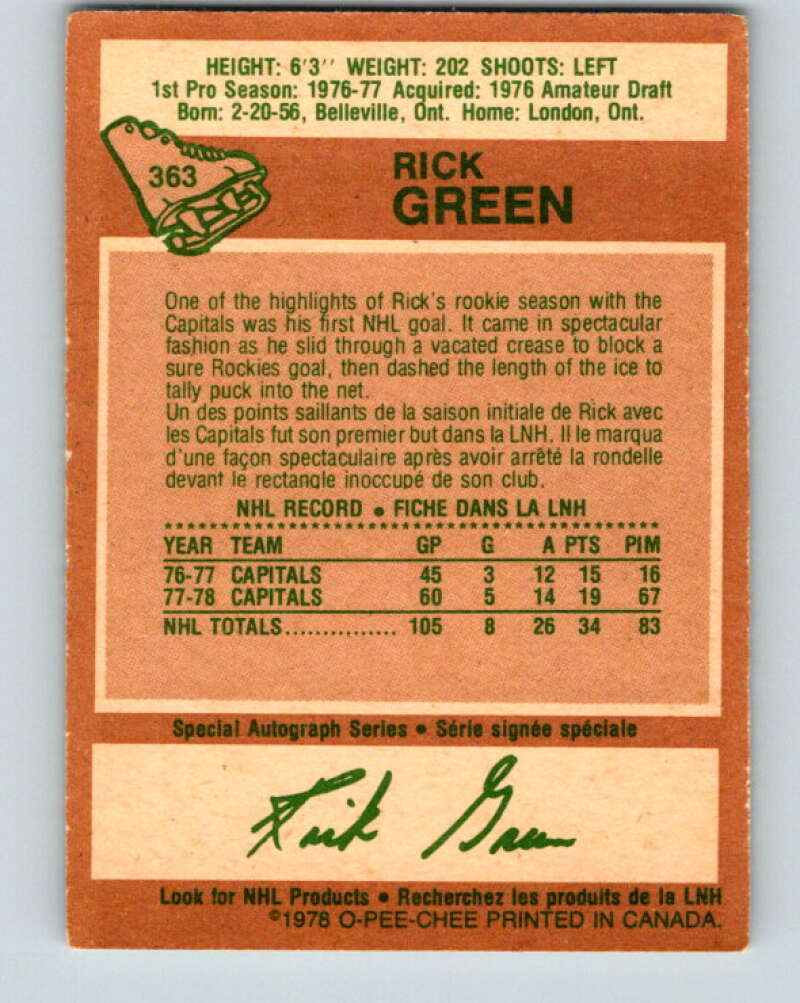1978-79 O-Pee-Chee #363 Rick Green Washington Capitals V26052