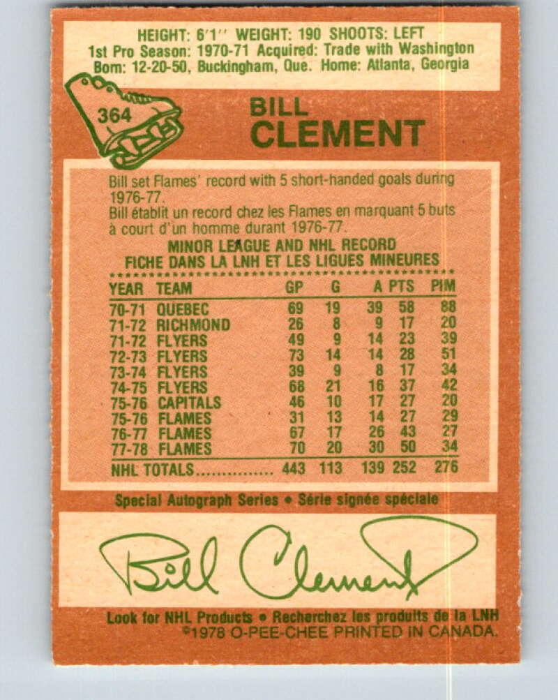 1978-79 O-Pee-Chee #364 Bill Clement Atlanta Flames V26066