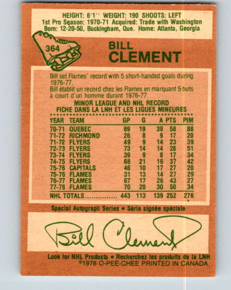 1978-79 O-Pee-Chee #364 Bill Clement Atlanta Flames V26067