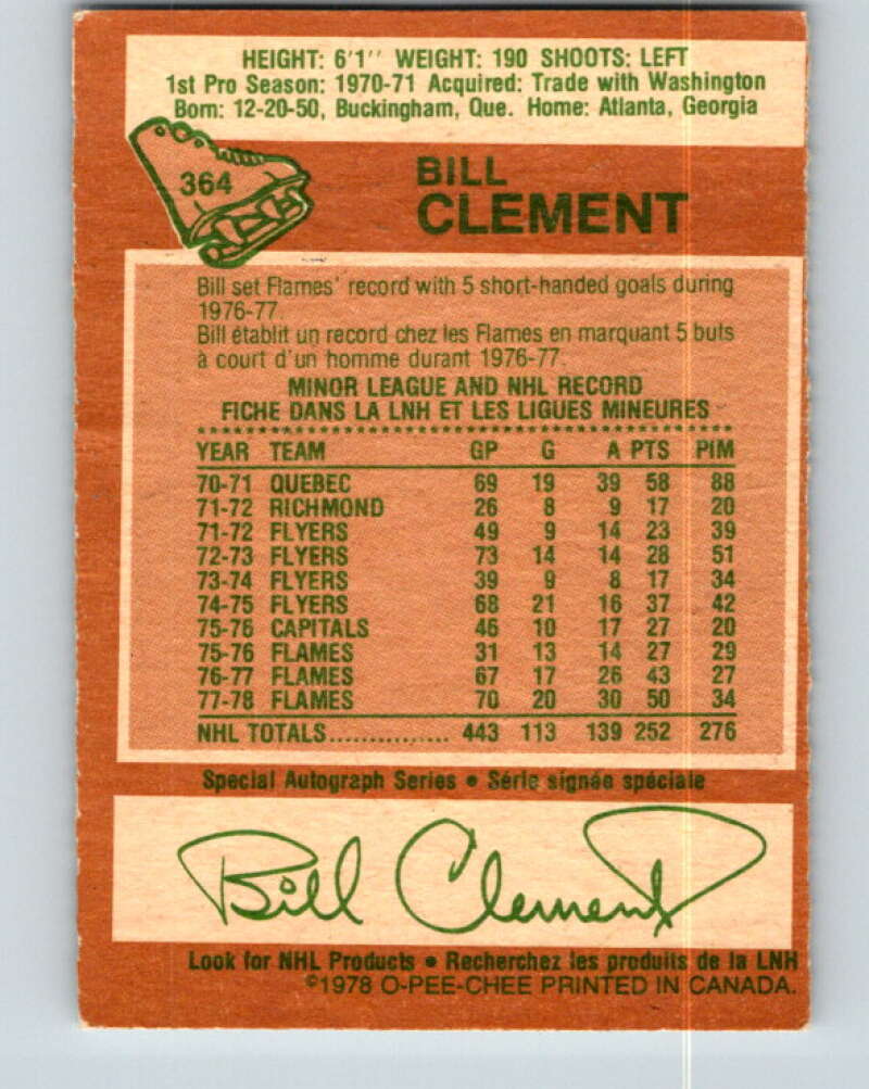 1978-79 O-Pee-Chee #364 Bill Clement Atlanta Flames V26069