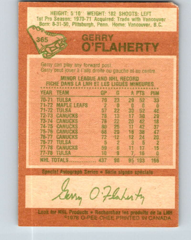 1978-79 O-Pee-Chee #365 Gerry O'Flaherty Atlanta Flames V26085