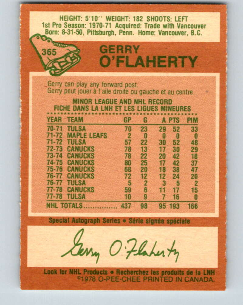1978-79 O-Pee-Chee #365 Gerry O'Flaherty Atlanta Flames V26089