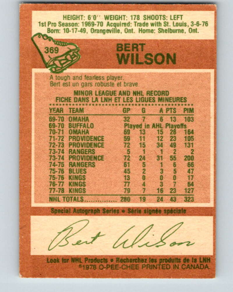 1978-79 O-Pee-Chee #369 Bert Wilson Los Angeles Kings V26135