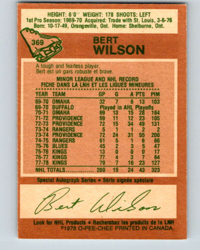 1978-79 O-Pee-Chee #369 Bert Wilson Los Angeles Kings V26140