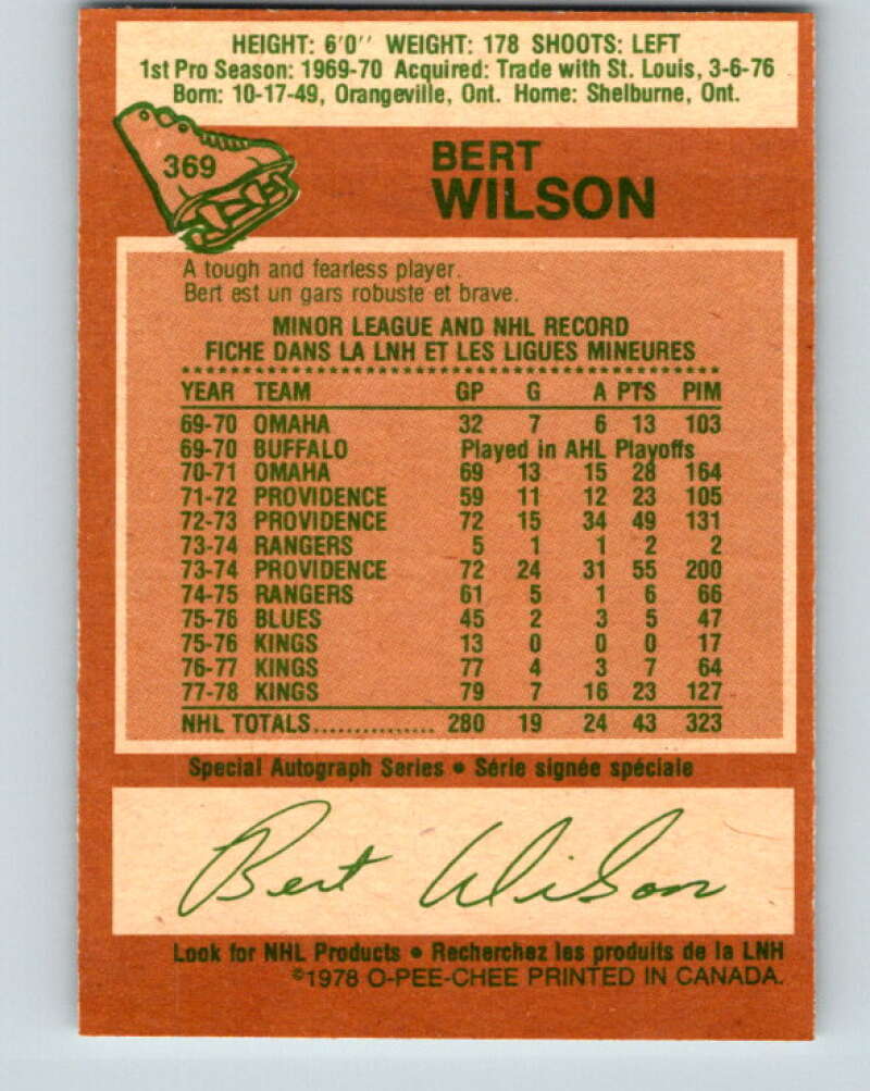 1978-79 O-Pee-Chee #369 Bert Wilson Los Angeles Kings V26141
