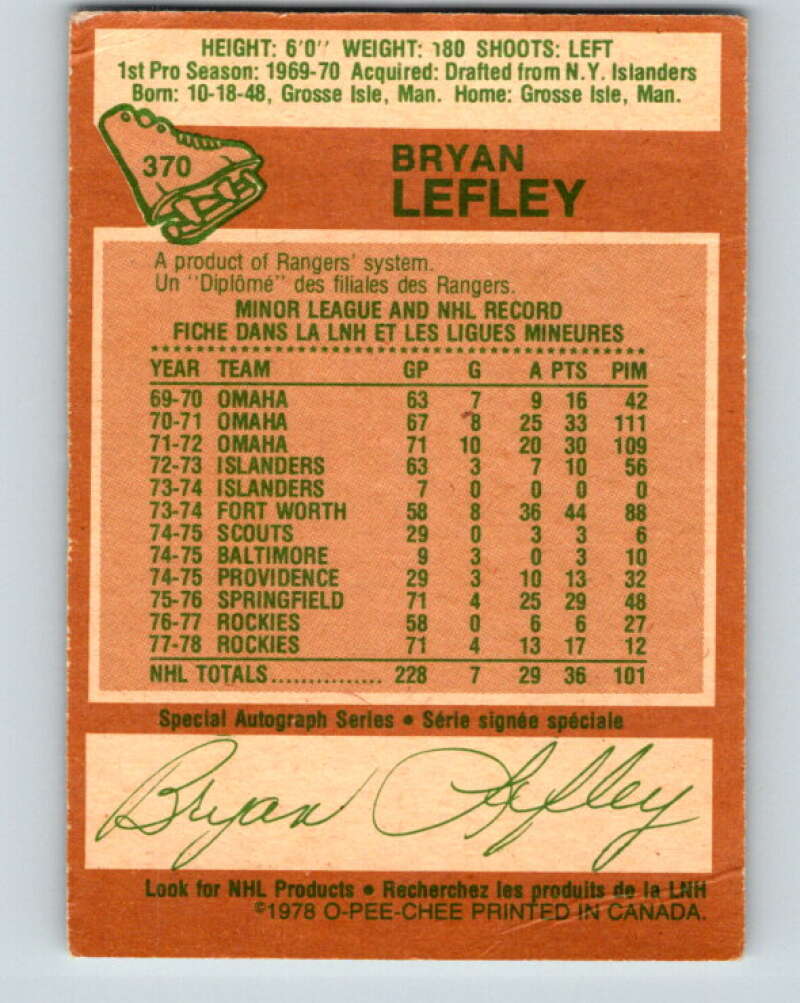 1978-79 O-Pee-Chee #371 Ron Lalonde Washington Capitals V26163