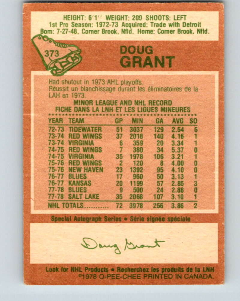 1978-79 O-Pee-Chee #373 Doug Grant St. Louis Blues V26199