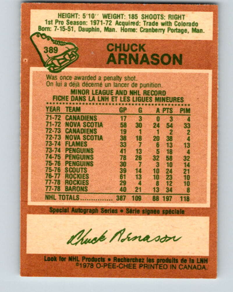 1978-79 O-Pee-Chee #389 Chuck Arnason North Stars V26427