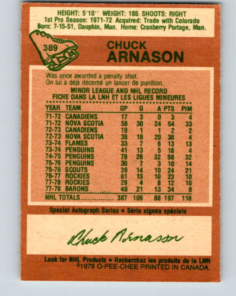 1978-79 O-Pee-Chee #389 Chuck Arnason North Stars V26428