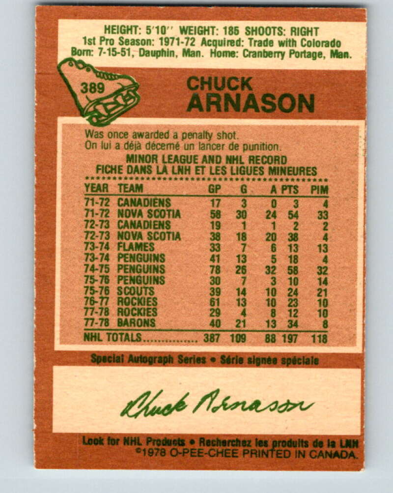 1978-79 O-Pee-Chee #389 Chuck Arnason North Stars V26429