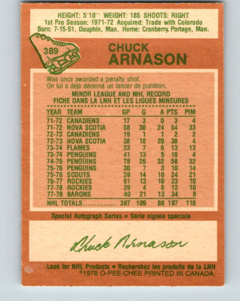1978-79 O-Pee-Chee #389 Chuck Arnason North Stars V26431