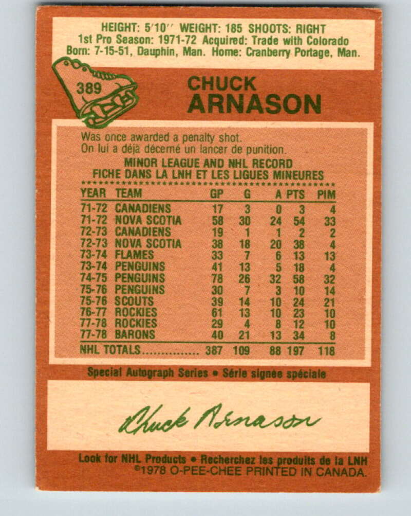1978-79 O-Pee-Chee #389 Chuck Arnason North Stars V26432