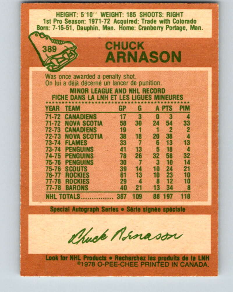 1978-79 O-Pee-Chee #389 Chuck Arnason North Stars V26435