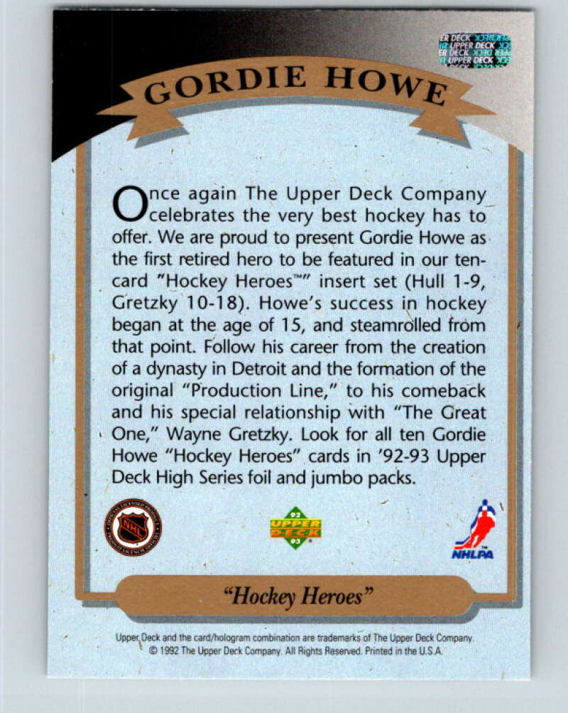 1992-93 Upper Deck Gordie Howe Heroes #NNO Header V26596
