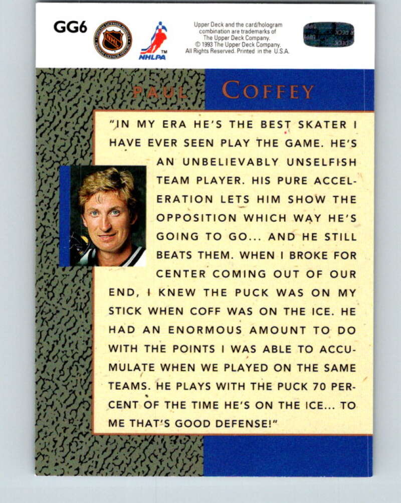 1993-94 Upper Deck Gretzky's Great Ones #GG6 Paul Coffey Penguins V26646