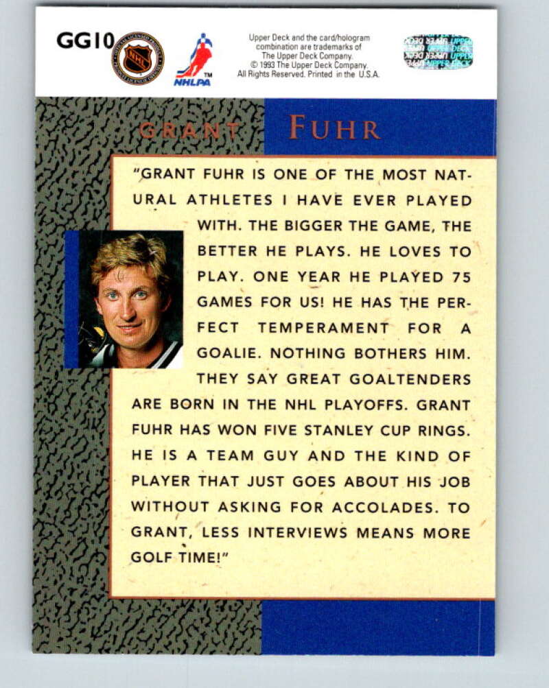 1993-94 Upper Deck Gretzky's Great Ones #GG10 Grant Fuhr Oilers V26650