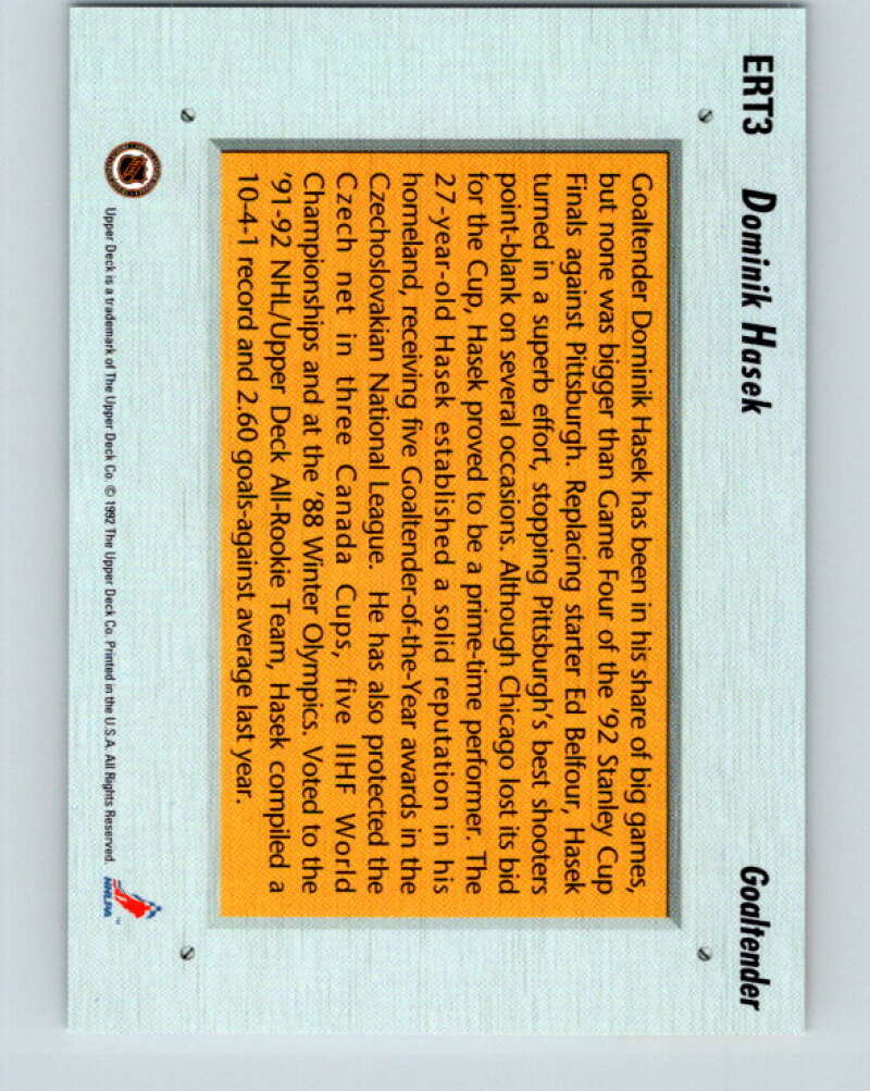 1992-93 Upper Deck Euro-Rookie Team #ERT3 Dominik Hasek V26656