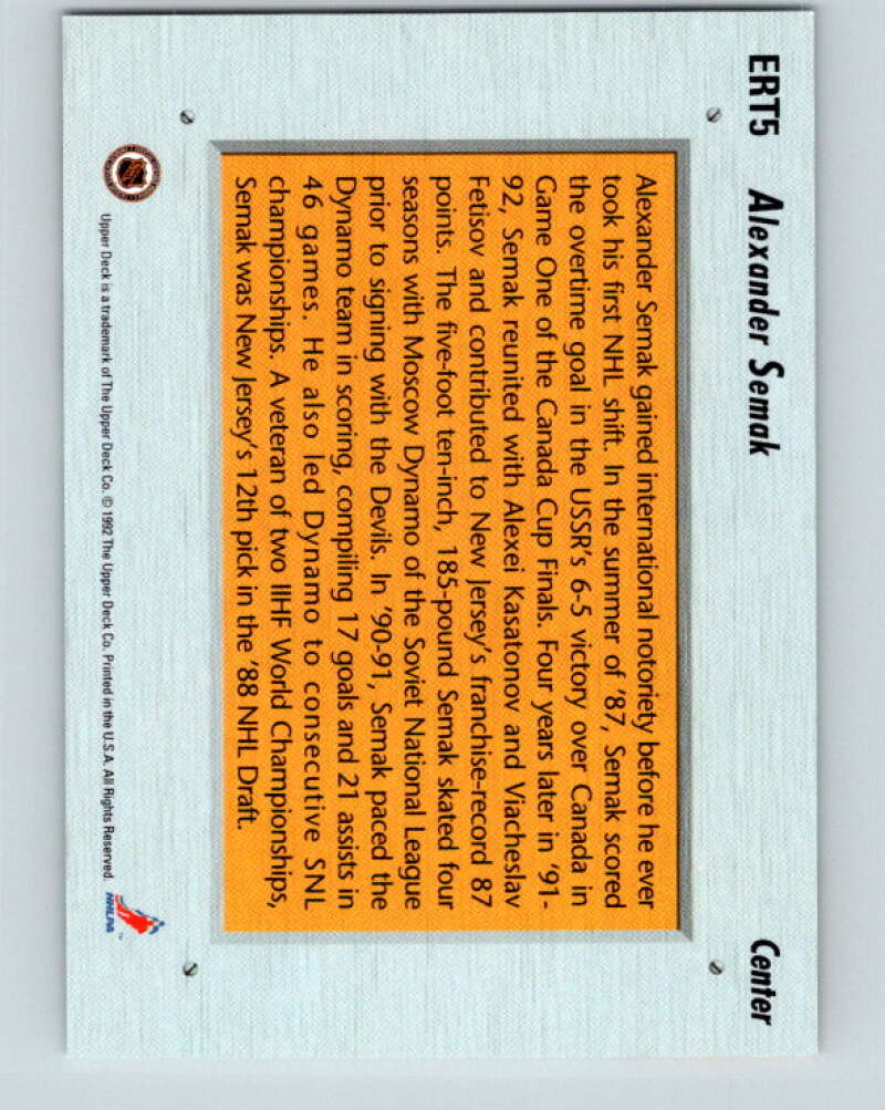 1992-93 Upper Deck Euro-Rookie Team #ERT5 Alexander Semak V26659
