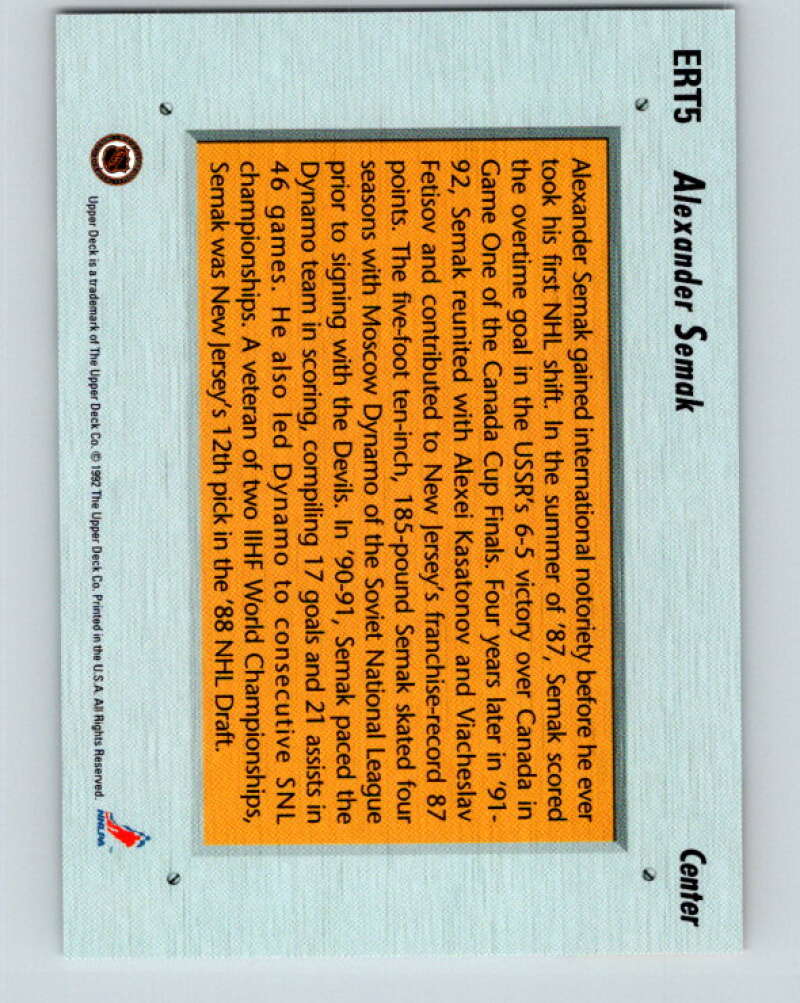 1992-93 Upper Deck Euro-Rookie Team #ERT5 Alexander Semak V26660