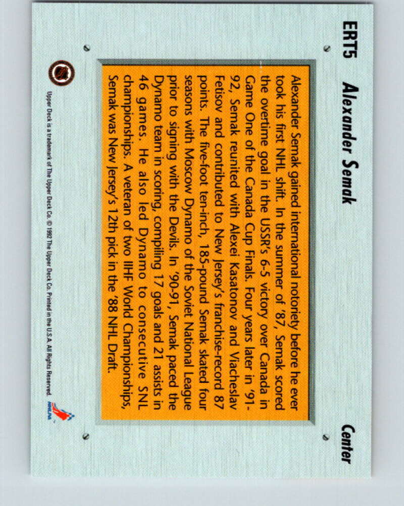 1992-93 Upper Deck Euro-Rookie Team #ERT5 Alexander Semak V26661