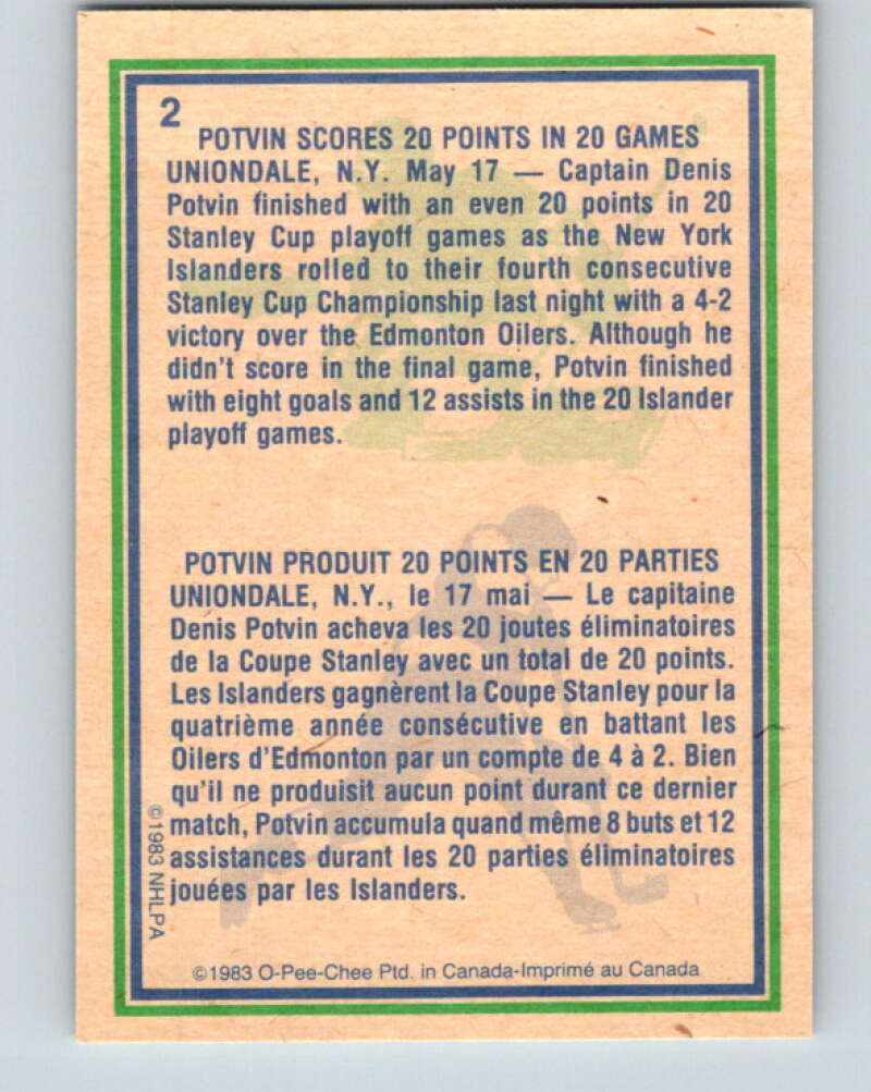 1983-84 O-Pee-Chee #2 Denis Potvin HL New York Islanders V26674