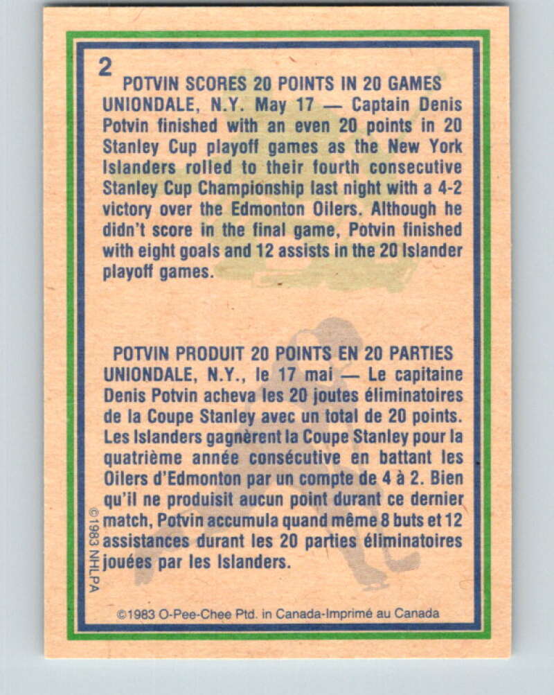 1983-84 O-Pee-Chee #2 Denis Potvin HL New York Islanders V26676