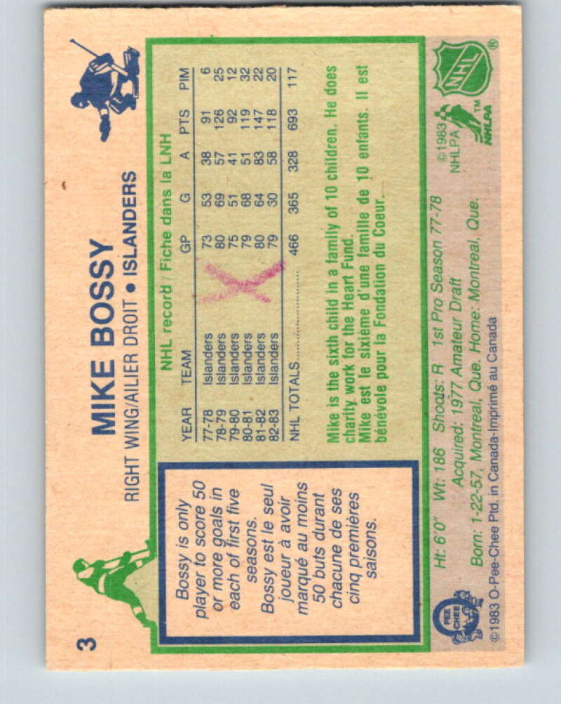 1983-84 O-Pee-Chee #3 Mike Bossy New York Islanders V26678