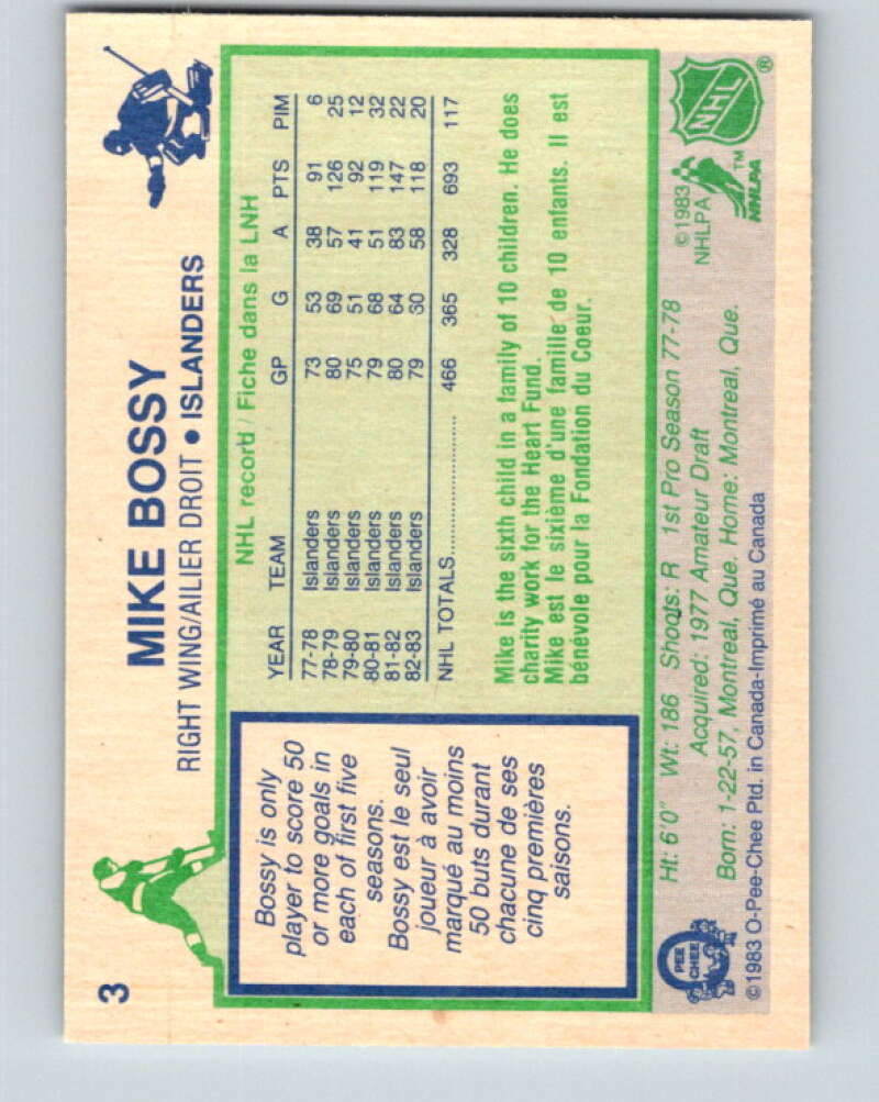 1983-84 O-Pee-Chee #3 Mike Bossy New York Islanders V26679