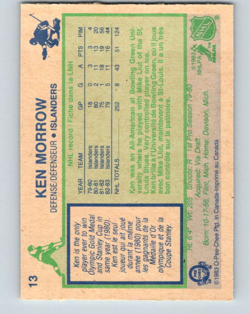 1983-84 O-Pee-Chee #13 Ken Morrow New York Islanders V26726