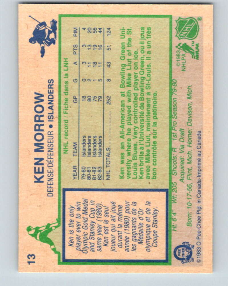 1983-84 O-Pee-Chee #13 Ken Morrow New York Islanders V26729