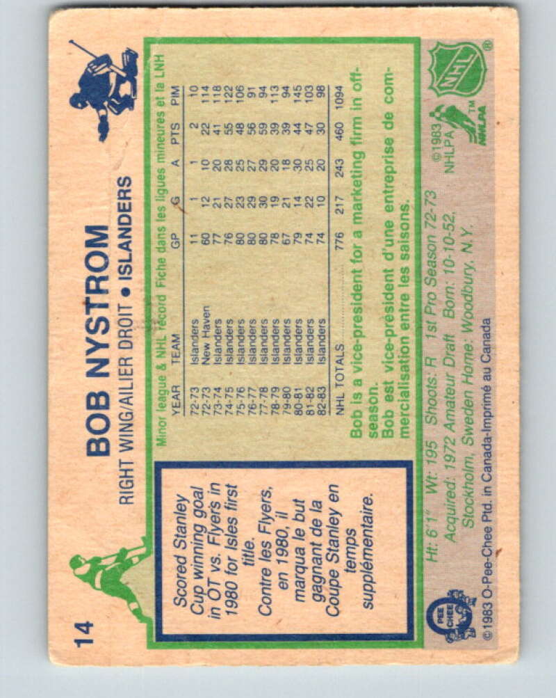 1983-84 O-Pee-Chee #14 Bob Nystrom New York Islanders V26730