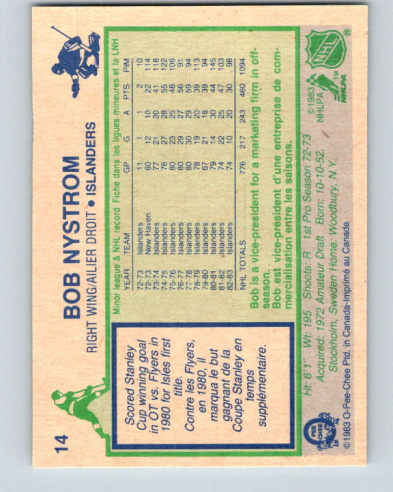 1983-84 O-Pee-Chee #14 Bob Nystrom New York Islanders V26731