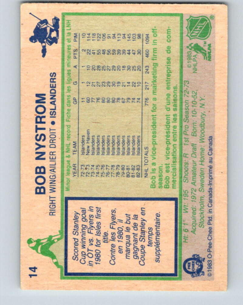 1983-84 O-Pee-Chee #14 Bob Nystrom New York Islanders V26732