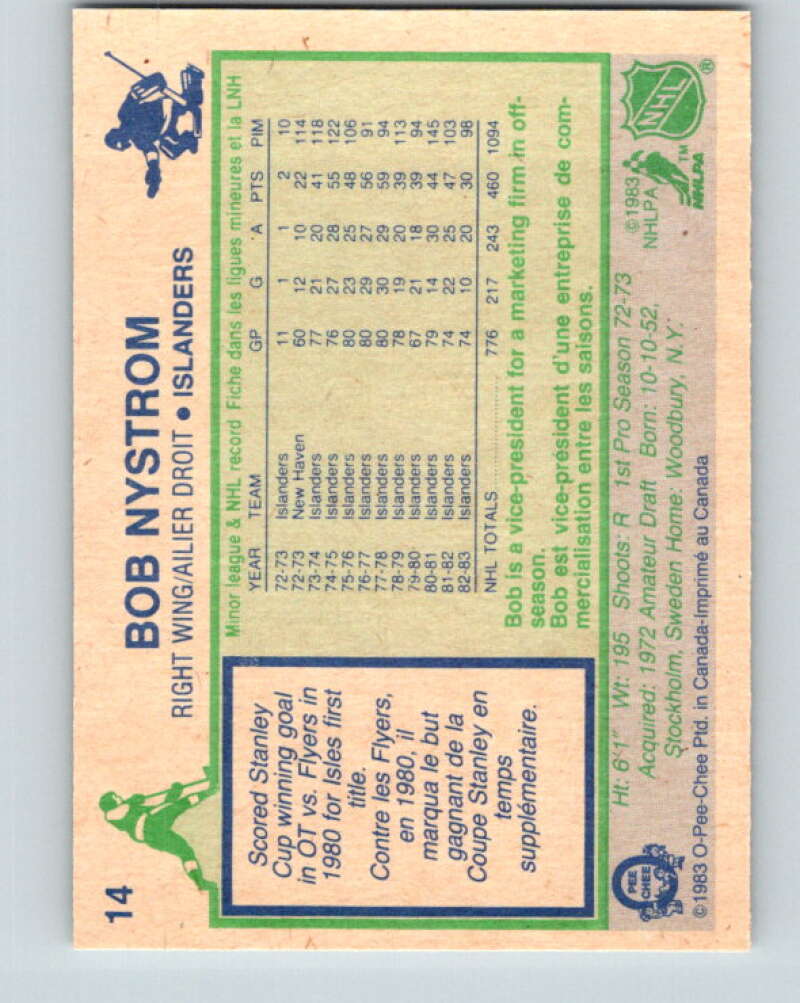 1983-84 O-Pee-Chee #14 Bob Nystrom New York Islanders V26735