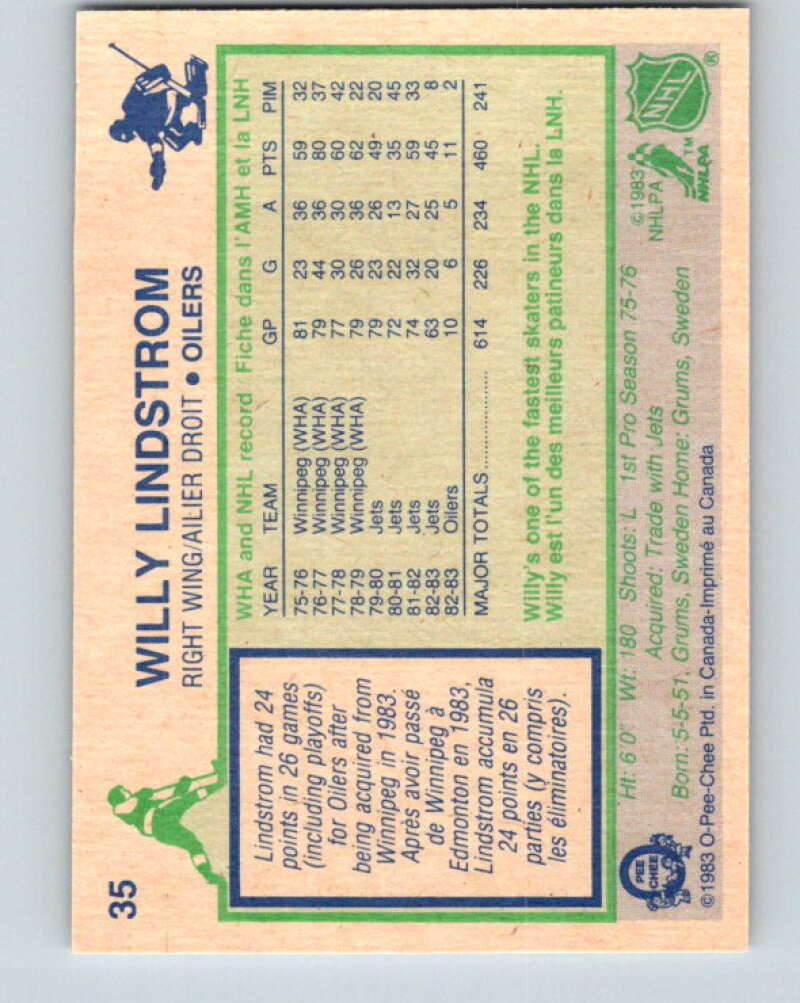 1983-84 O-Pee-Chee #35 Willy Lindstrom Edmonton Oilers V26788