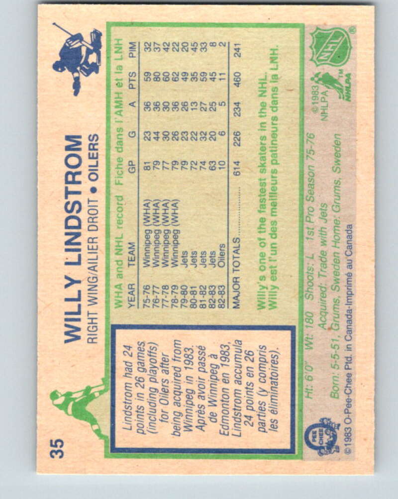 1983-84 O-Pee-Chee #35 Willy Lindstrom Edmonton Oilers V26790