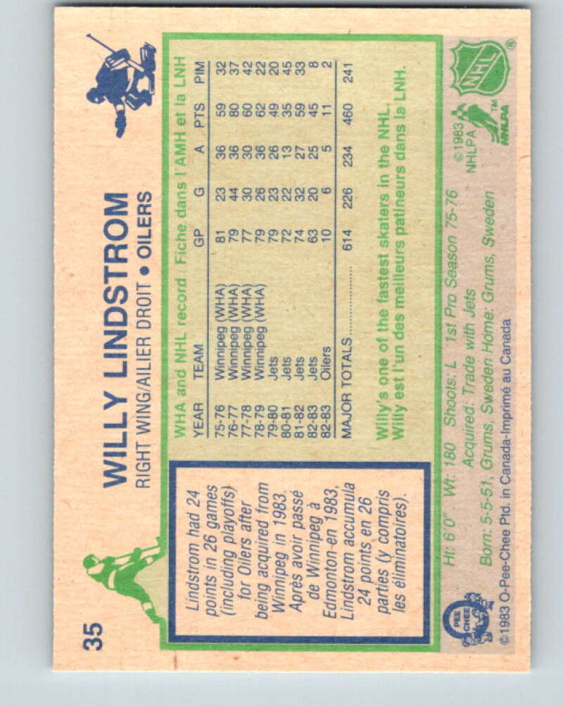 1983-84 O-Pee-Chee #35 Willy Lindstrom Edmonton Oilers V26791
