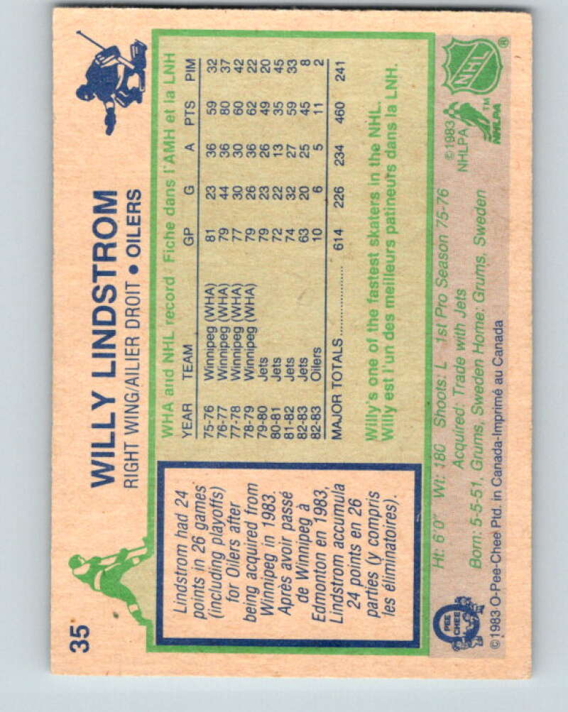 1983-84 O-Pee-Chee #35 Willy Lindstrom Edmonton Oilers V26793