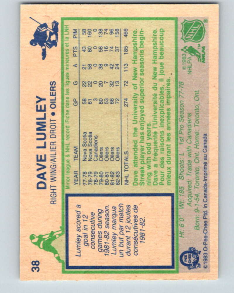 1983-84 O-Pee-Chee #38 Dave Lumley Edmonton Oilers V26801