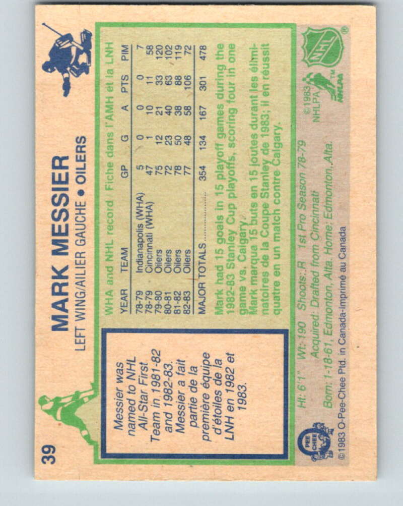 1983-84 O-Pee-Chee #39 Mark Messier Edmonton Oilers V26806