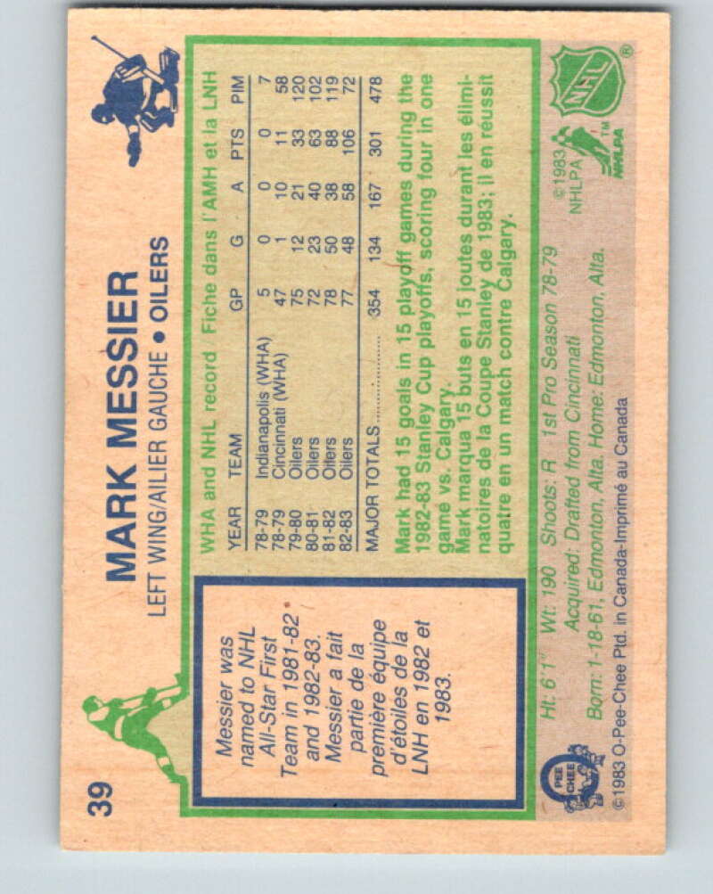 1983-84 O-Pee-Chee #39 Mark Messier Edmonton Oilers V26807