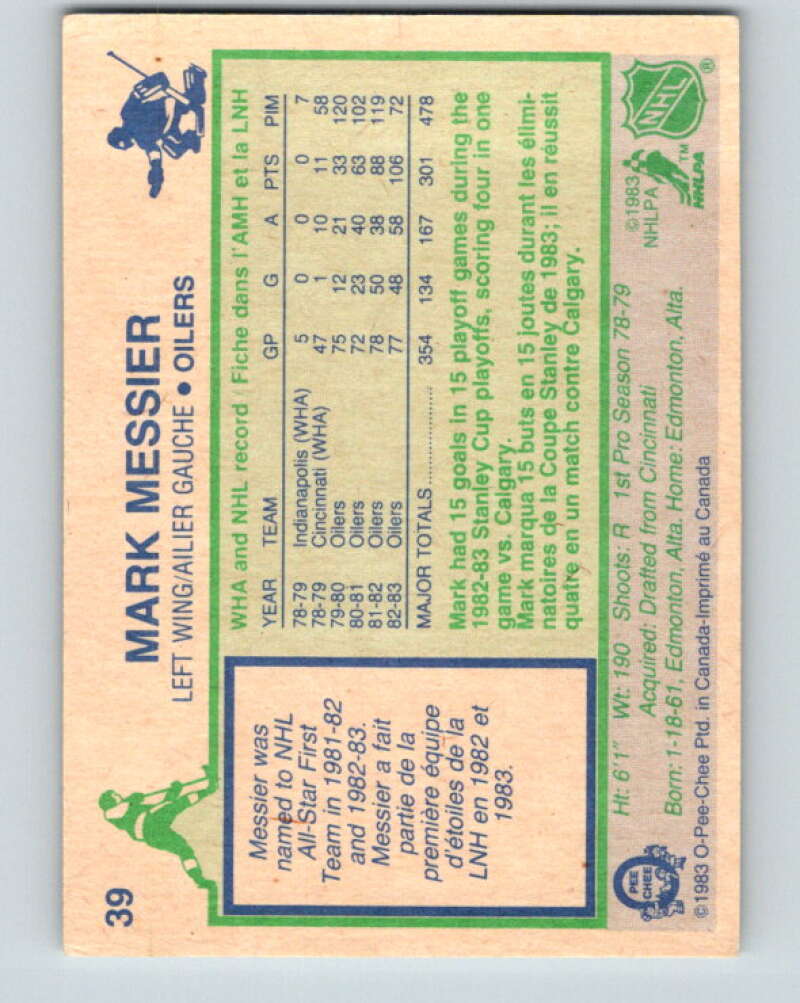 1983-84 O-Pee-Chee #39 Mark Messier Edmonton Oilers V26809