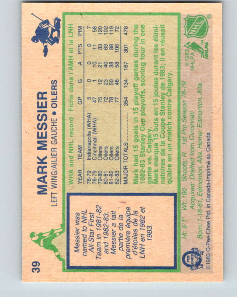 1983-84 O-Pee-Chee #39 Mark Messier Edmonton Oilers V26810