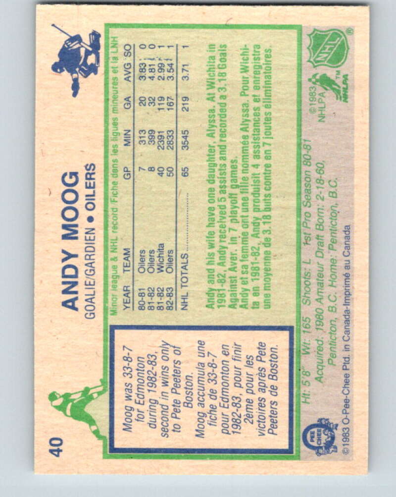 1983-84 O-Pee-Chee #40 Andy Moog Edmonton Oilers V26815
