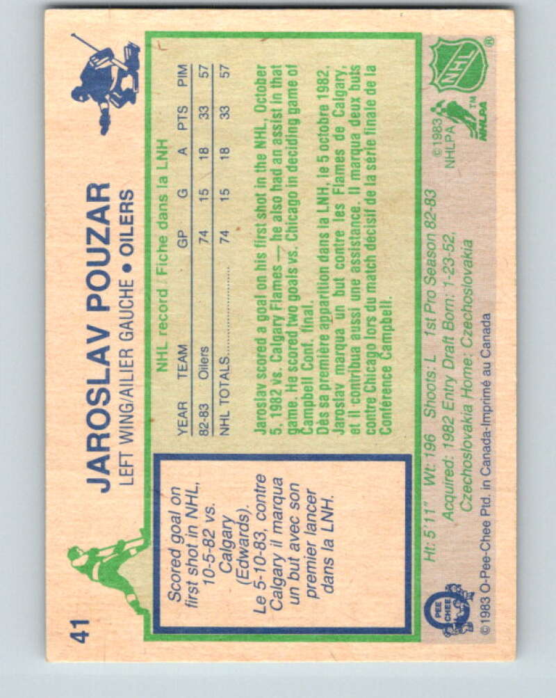 1983-84 O-Pee-Chee #41 Jaroslav Pouzar RC Rookie Oilers V26819