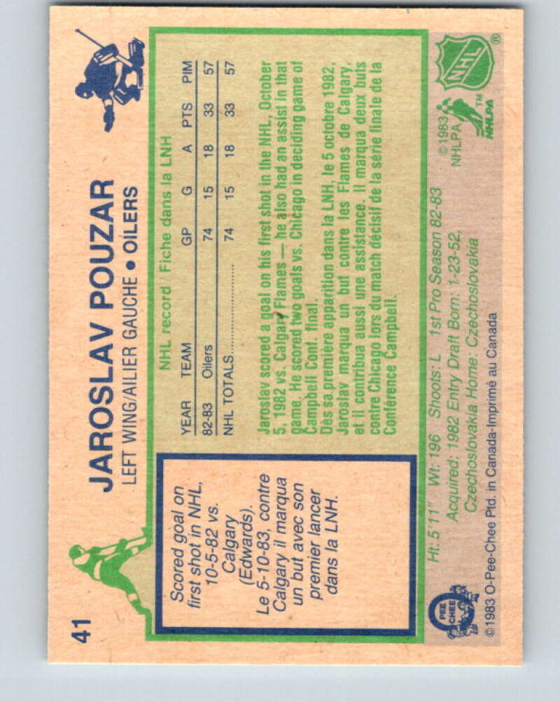 1983-84 O-Pee-Chee #41 Jaroslav Pouzar RC Rookie Edmonton Oilers V26821